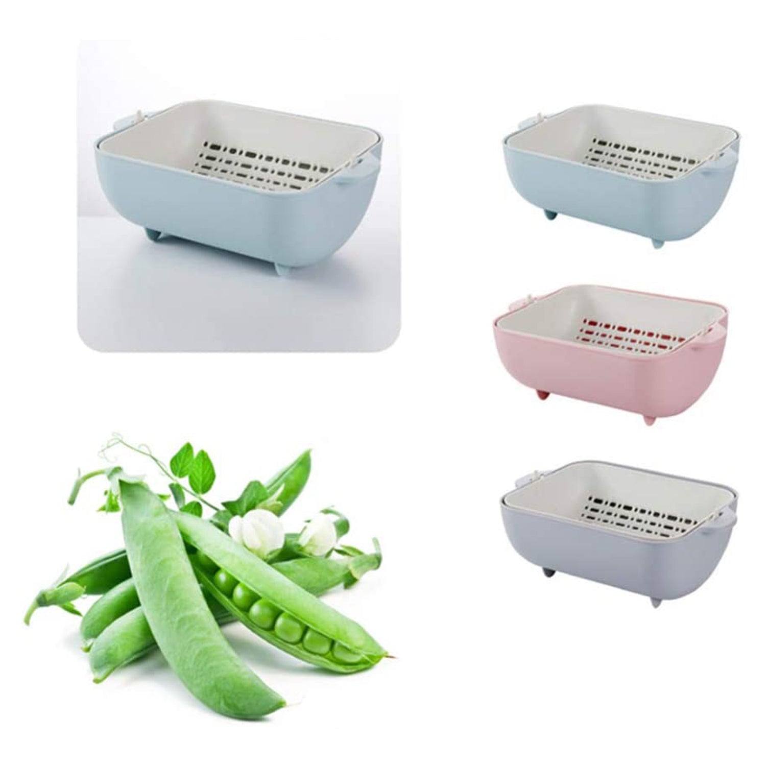 2717 Multifunctional BPA Free Double Layered Plastic Rotatable Strainer Bowl with Handles for Washing, Rinsing, Serving Vegetables & Fruits (Multicolor) 2717 Multifunctional BPA Free Double Layered Plastic Rotatable Strainer Bowl with Handles for Washing, Rinsing, Serving Vegetables & Fruits (Multicolor)